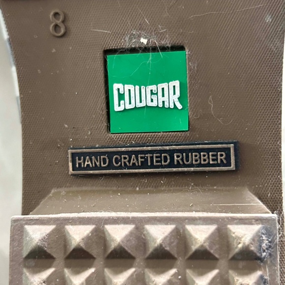 RAIN SHOES, RUBBER, LADIES SZ 8, WATERPROOF, NAVY GINGHAM, BY COUGAR, NEW NEVER - Picture 9 of 11